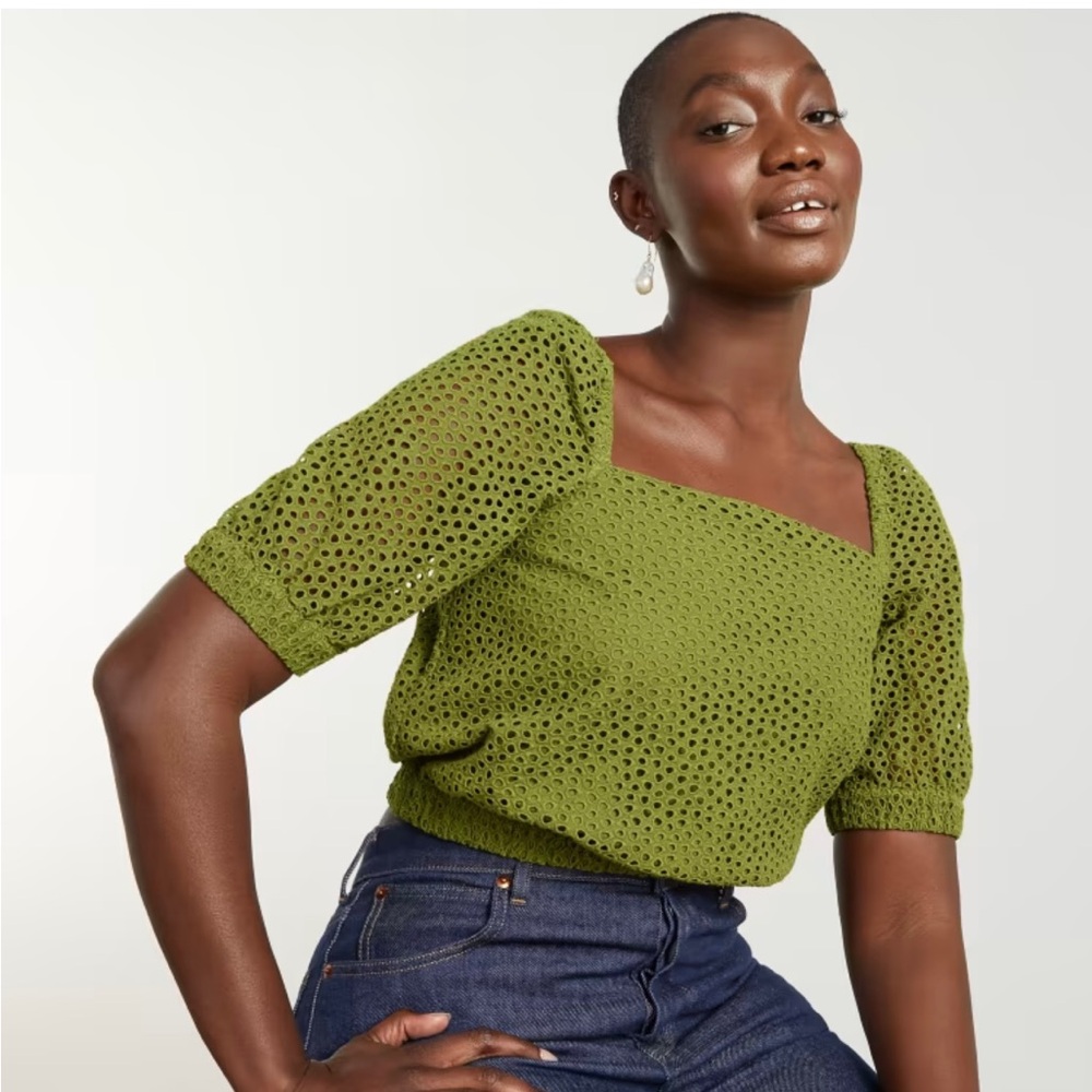 Everlane The Eyelet Puff Sleeve Blouse